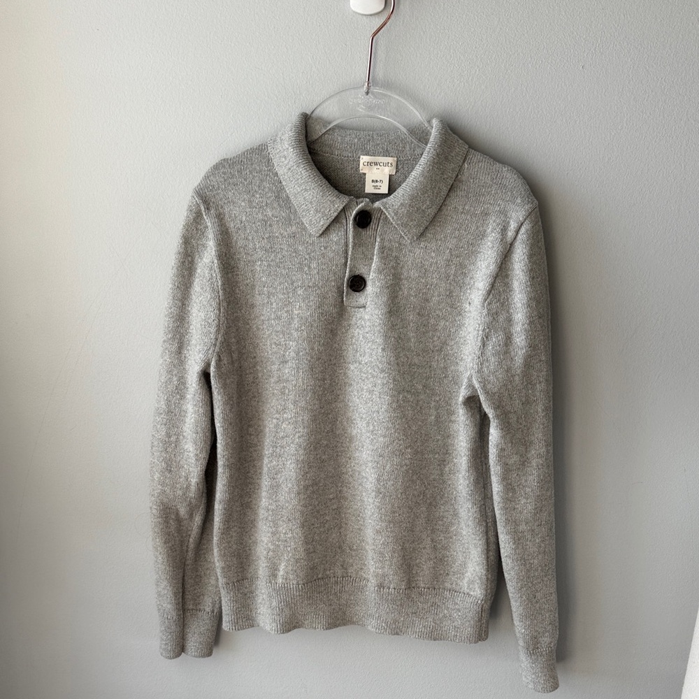 J. Crew Crewcuts Boys Grey Polo Sweater
